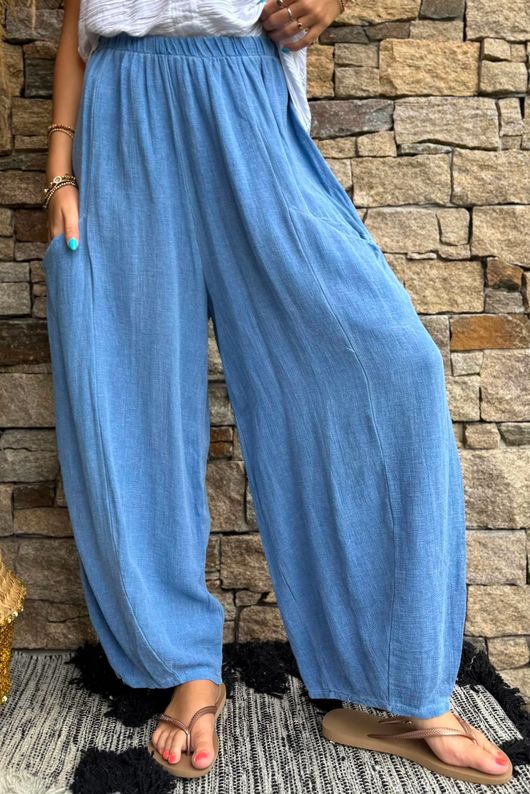 Lina Linen Blend Smock Over Shirt Washed Denim